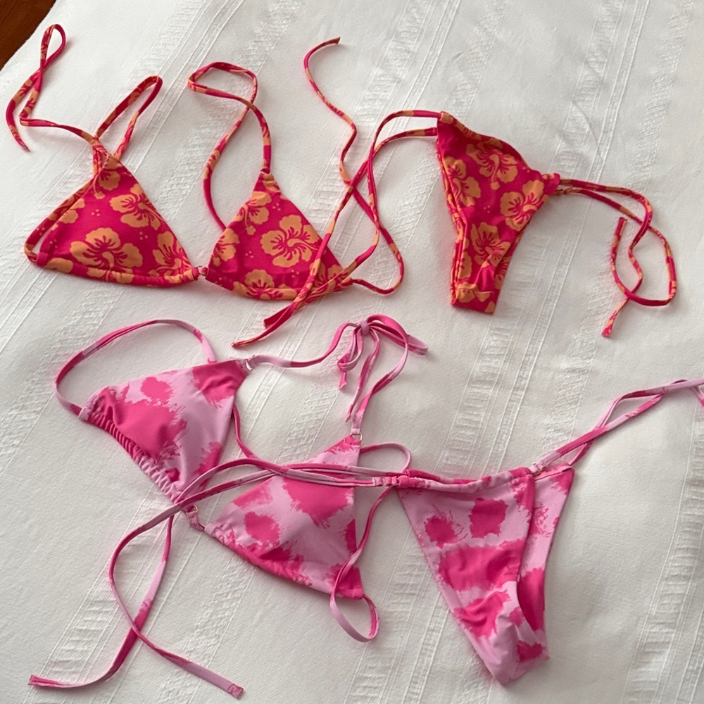 Pink and Red Floral Bikini Set